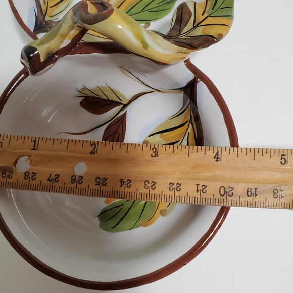 Painted Ceramic Double Serving Dish Divided Bowl Snacks Nuts Dips Italy - Picture 14 of 16